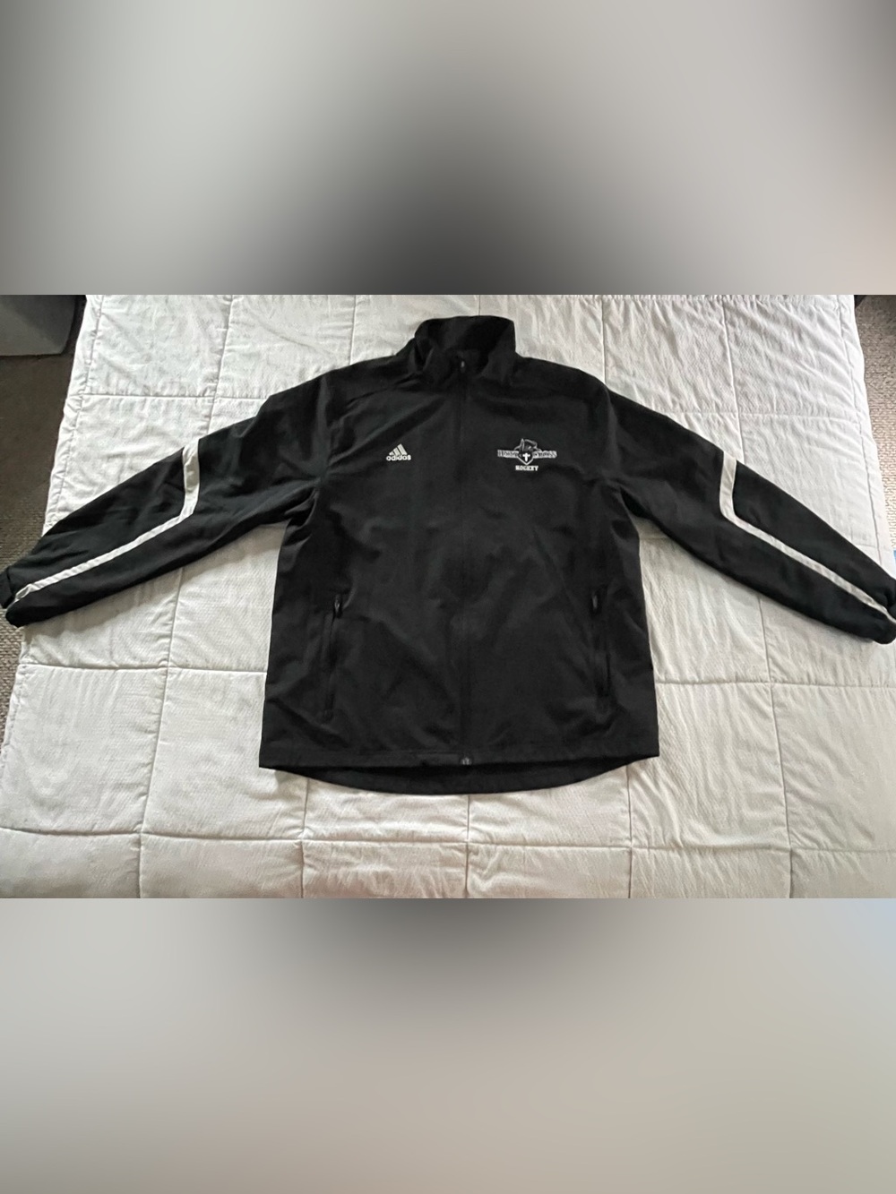 Adidas Men's Black Track Jacket with White Trim
